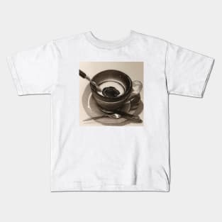 Coffee Since Monochrome Pointillism Vintage Cup Kids T-Shirt